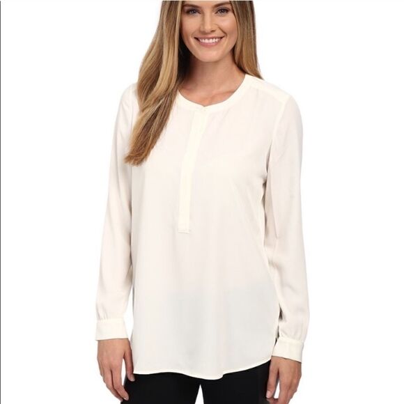 NYDJ Creamy White Henley Blouse - Picture 1 of 4